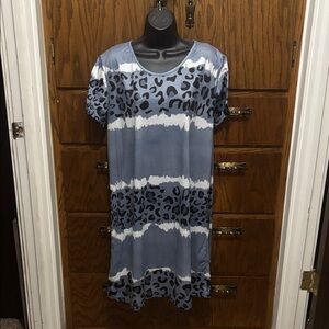 SHEIN Blue and Black Animal Print Midi Dress